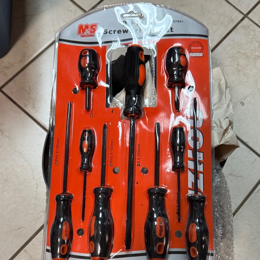 Screwdriver Set with Orange and Black Handles 9pc M&S Professional BB2